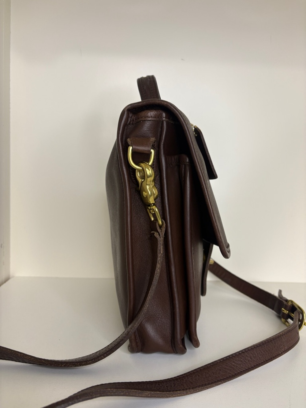 Vintage Coach Station Bag Dark Brown Leather Crossbody Satchel with COA - Picture 3 of 10